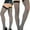 Vertical Fuzzy Stripes - Black/White, variant on ToBeInStyleWomen's Sheer w/ Opaque Striped Thigh High - Black - One Size