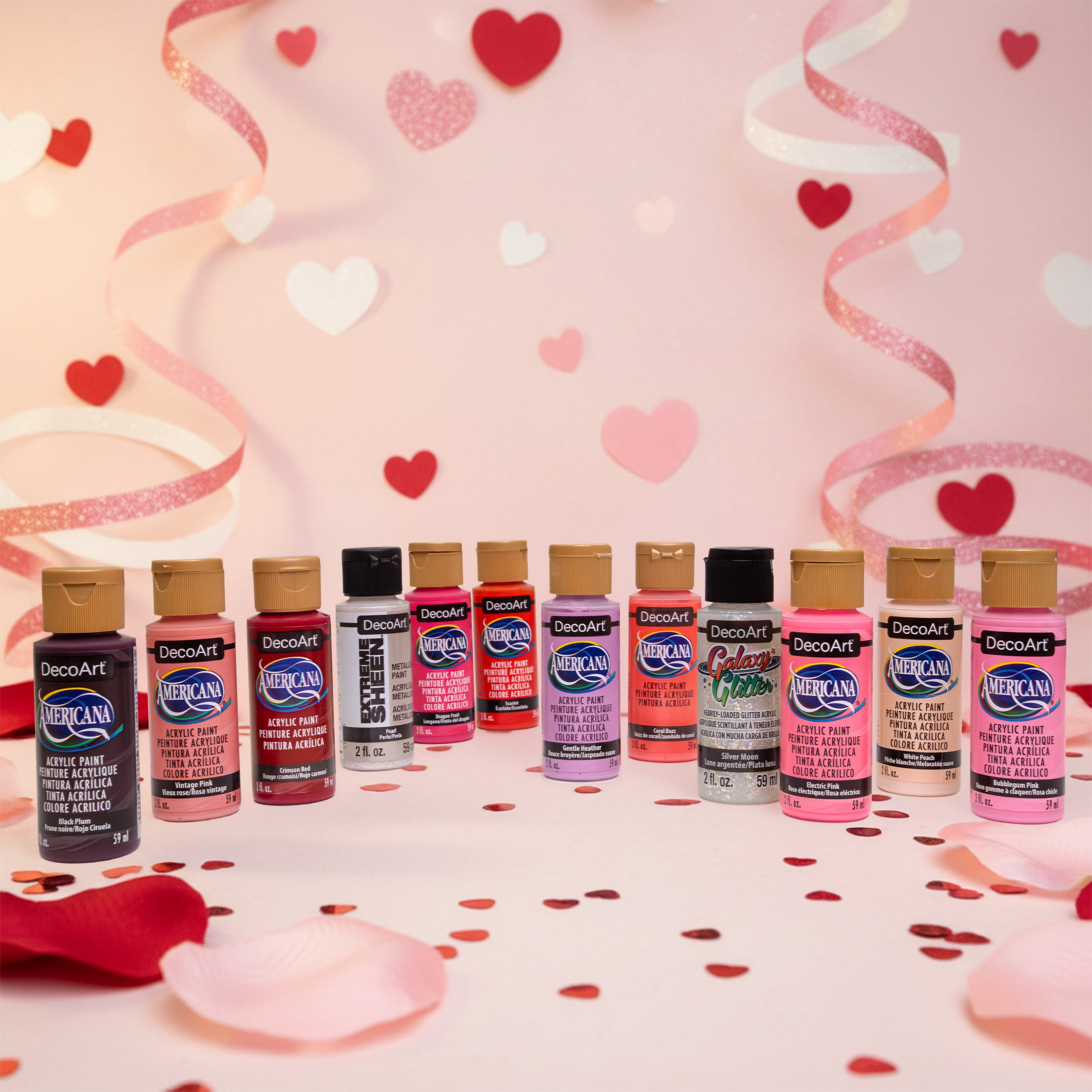 DecoArt Valentine & Galentine12-Piece Acrylic Paint Set, 2 fl oz Bottles