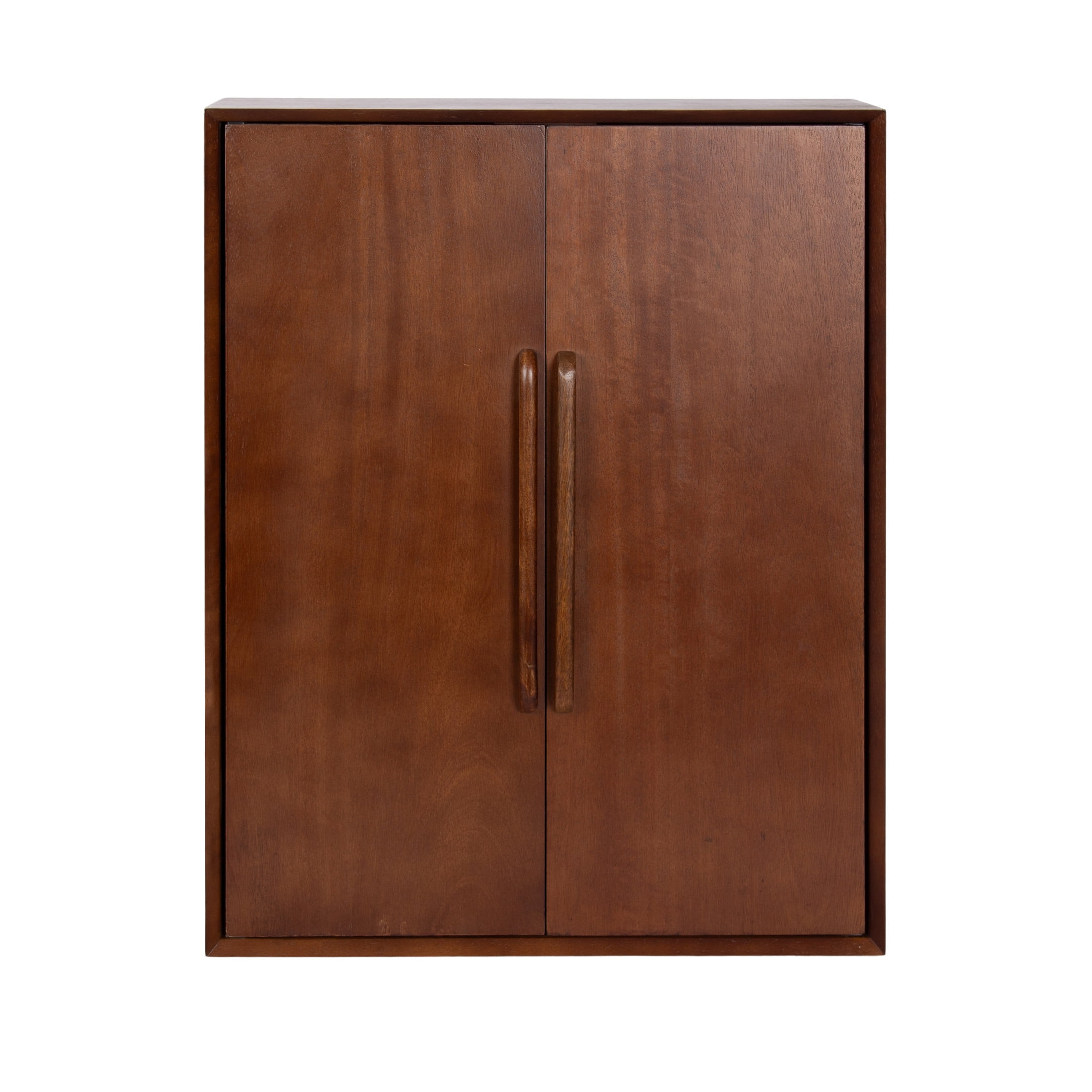 Kate and Laurel McCutcheon Modern Two-Door Floating Bathroom Cabinet, 22 x 7 x 28, Walnut Brown, Decorative Mango Wood Over the Toilet Storage Cabinet for Living Room or Entryway Decor