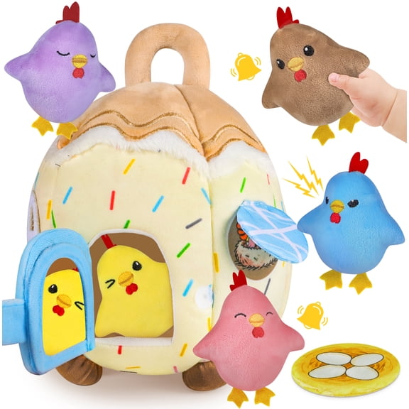 WETRBWEH Baby Toys 6-12 Months,Eggshell with 5 Stuffed Sensory Chicks, Busy Montessori Toy for Babies,Sensory Toys for Toddlers 1-3 Years Old Boys and Girls.