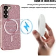thumbnail image 4 of for Samsung Galaxy S23 Glitter Case with Camera Lens Protector, Slim TPU Clear Case with Magsafe Shiny Bling Sparkly Diamond Cover for Samsung S23 KCZ Rose Gold, 4 of 12