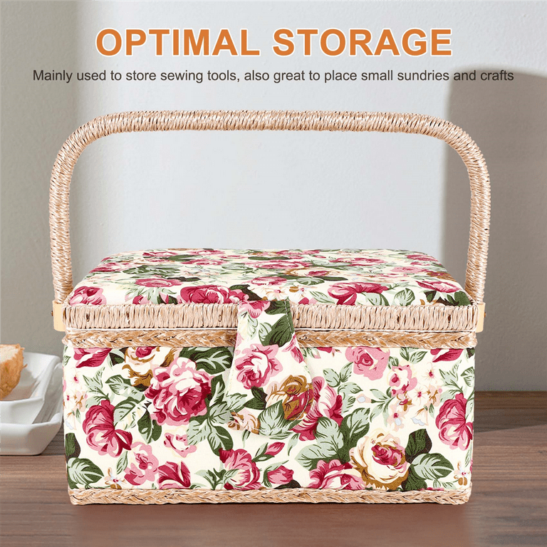 SINGER Large Sewing Basket Ditsy Floral Print with Matching Zipper