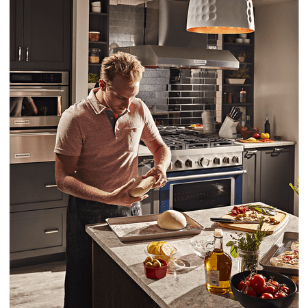 KitchenAid - 5.1 Cu. Ft. Freestanding Dual Fuel True Convection Range with Self-Cleaning - Ink blue