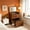 23.62"L, Walnut, Black Cushion, variant on AUU 3-in-1 Vanity Desk with Lighted Mirror and Stool, Flip Top Makeup Dressing Table, Compact Storage for Bedroom, Bathroom, or Dressing Room