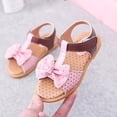 thumbnail image 5 of Children Girls Sandals Princess Bowknot Flat Bottom Color Blocking Beach Shoes,Pink Sandals For Kids Size 9 M, 5 of 9