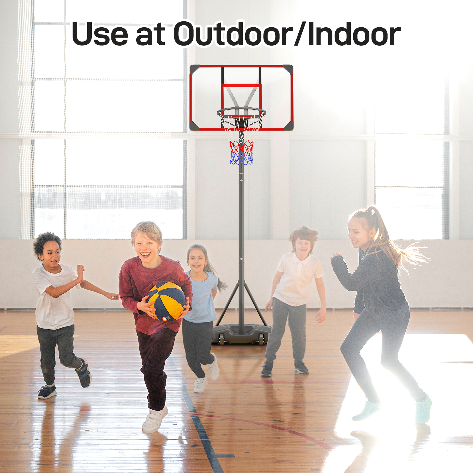 TONBUX Kids Basketball Hoop Outdoor 4.82-8.53ft Adjustable, Portable Basketball Hoops & Goals for Kids/Teenagers/Youth in Backyard/Driveway/Indoor, with Enlarged Base and PC Backboard