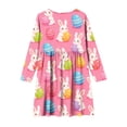 thumbnail image 4 of Robe à Manches Longues pour Filles, Robe Patineuse Tournoyante pour Enfants, Robe Décontractée Ligne A à Col Rond Extensible, Robe de Récital Scolaire pour Filles de 4 à 14 Ans, 4 of 7