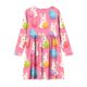 thumbnail image 4 of Vestido de manga larga con cuello redondo para niñas, vestido elástico de manga larga, corte A, estilo patinador con volantes, vestido de recital escolar, vestido de manga larga con cuello redondo par, 4 of 6