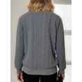 thumbnail image 3 of Women Knit Zip Up Bomber Jacket Long Sleeve Baseball Collar Textured Casual Knit Cardigan Outerwear for Fall Winter, 3 of 3