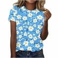 thumbnail image 2 of Jsaierl Short Sleeve Tops for Women Plus Size Vacation Shirts Round Neck Going Out Tunic Blouses Fashion Graphic Tshirts Top S-5XL, 2 of 5