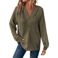 thumbnail image 2 of Delayuji Sweatshirts for Women 2025 Tops Pullover Casual Button Autumn Solid Winter Drawstring Hoodie Blouse Womens Plus Size Sweatshirts Green Xxl, 2 of 5