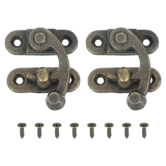 Uxcell Wooden Box Hasp Latch Vintage Lock Clasp Swing Arm Right Latch Hook Hasp with Screw Bronze 32x28mm