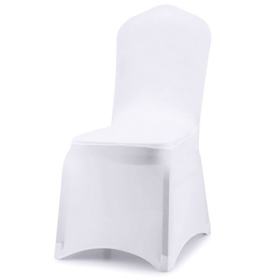 HJZ Set of 2 PCS White Polyester/Spandex Chair Covers, Modern, Thick, and Stretchy Slipcovers for Wedding Banquets Anniversaries Party Home Decorations - Flat Front