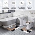 thumbnail image 5 of Brown Grey Bath Mat 3 Piece Bathroom Rug Set, Modern Brown Geometric Non Slip Bath Rug Contour Mat and Toilet Lid Cover, Absorbent Shower Mats Soft Bath Rugs and Mats Sets, 5 of 8