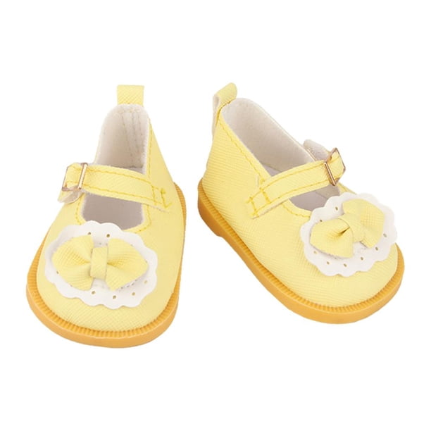 Zapatos recién nacidos Juguetes para niños Muñeca Bowknot Accesorios de ropa amarillo Zulema Zapatos de muñeca