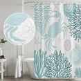 thumbnail image 5 of Xipuska Teal Green Crab Coastal Shower Curtain - Water Repellent Fabric Shower Curtains Washable, Summer Coral Nautical Decorative Polyester Cloth Bathroom Curtains Modern Bath Decor 36"x72", 5 of 6