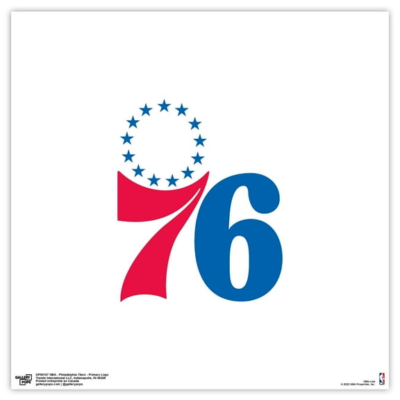 Gallery Pops NBA Philadelphia 76ers - Primary Logo Wall Art, Unframed Version, 12" x 12"
