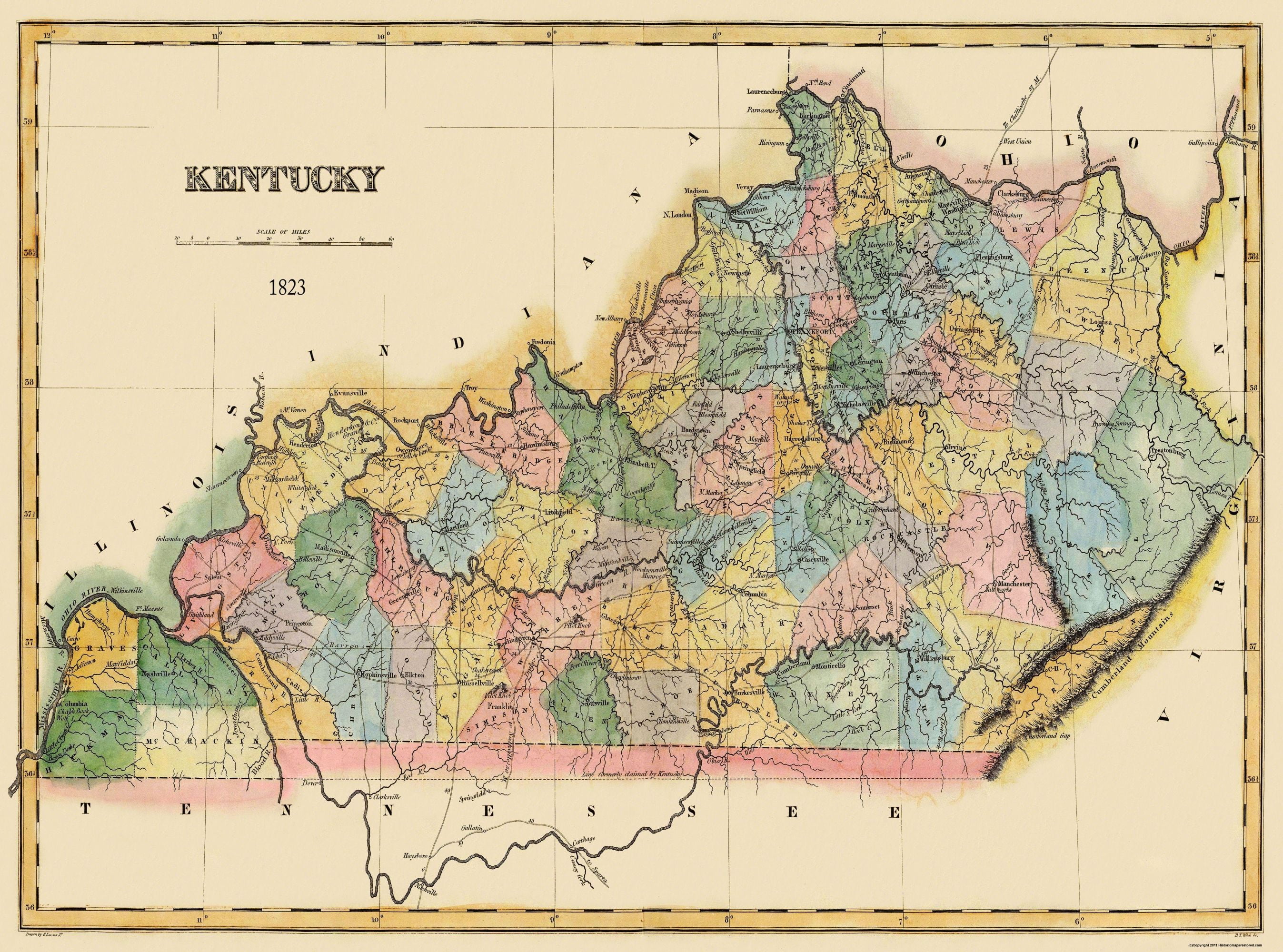 Kentucky - Lucas 1823 - 31 x 23 - Matte Canvas - Walmart.com