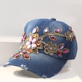 thumbnail image 3 of Baseball Cap Solid Color Windproof Lightweight Fashionable Bling Rhinestone Hip Hop Hat Birthday Gift, 3 of 10