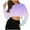 Light Blue, variant on hotojiny Fall Fashion Women Crew Neck Crop Tops Long Sleeve Lightweigh Tee Shirt Loose Cropped Sweatshirts