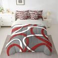 thumbnail image 2 of Homewish Geometric Lines 7 Pieces Bedding Comforter Set For Adults Female Men,Minimalist Abstract Stripes Full Bedding Set Lightweight,Grey Red White Fitted Sheet Flat Sheet,Super Cozy Room Decor, 2 of 8