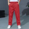 thumbnail image 5 of LEKWK Boys Uniform Pants Chino Pants Pull-On Elastic Waist Straight Leg Trousers with Pockets Kids Twill Pants 5-15Y Back to School Clothes, 5 of 9