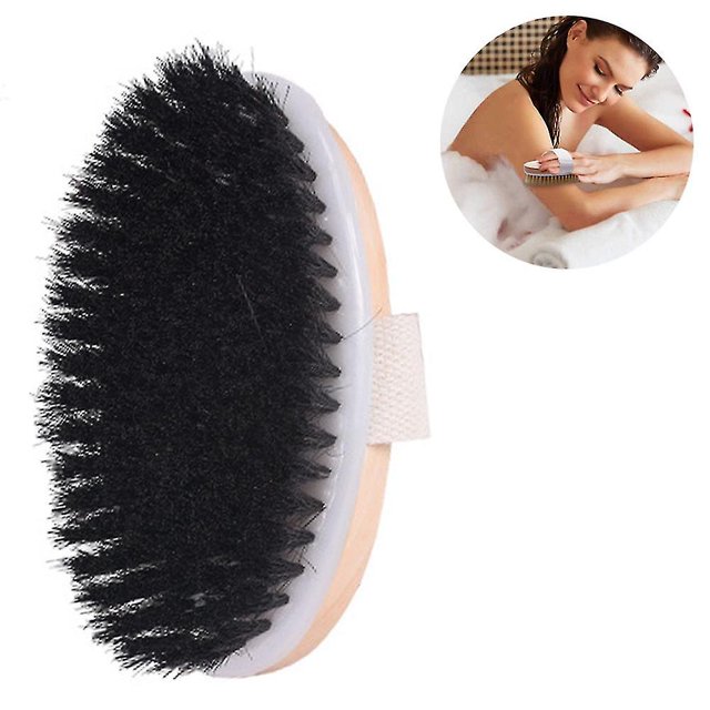 Cepillo corporal para cepillado en seco, cerdas naturales, cepillo exfoliante para piel seca, exfoliante corporal para una piel impecable, tratamiento de celulitis, drenaje linfático y sangre C