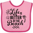 thumbnail image 3 of Inktastic Life is Better at the Beach with Sunshine Seashell and Palm Trees Boys or Girls Baby Bib, 3 of 4
