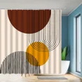 thumbnail image 3 of Mid Century Shower Curtain Black Gray Tan Abstract Sun Geometric Neutral Rustic Modern Arch Fabric Bathroom Decor Set Hooks, 3 of 13