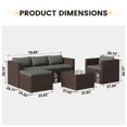 thumbnail image 2 of POTEBAN 6-Piece Patio Furniture Set Outdoor Sectional Sofa Set,Outdoor Patio Furniture Set with Ottoman, Single Chair, Cushions & Glass Table for Garden & Backyard, Gray, 2 of 7
