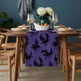 thumbnail image 2 of Halloween Table Runner - 108 Inch Long, Kitchen Dining Table Runner Dresser Scarves, Purple Black Crow Spooky Scary Animals Farmhouse Decor for Coffee Tables Wedding Party Banquet, 2 of 8