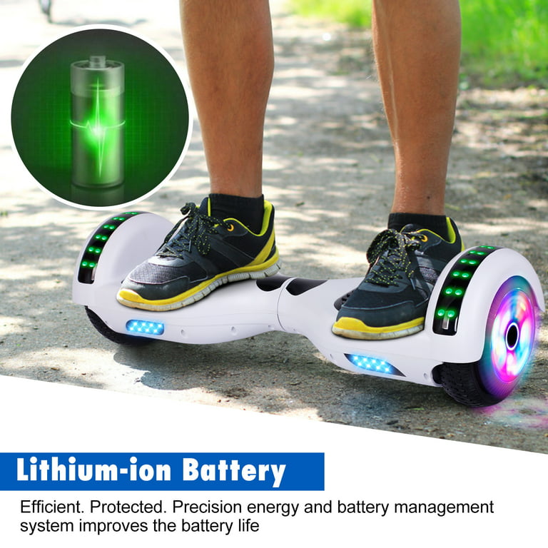 SIMATE Scooter - 6.5 Self Balancing Hoover Board with LED Light-Up Wheels,  Bluetooth Speakers and APP, Dual 250W Motors, 8.5 mph Max Speed & 8.5