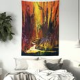 thumbnail image 4 of Fantasy Art House Decor Tapestry, Enchanted World Imaginary Forest with Lights Image Scenery Print, Wall Hanging for Bedroom Living Room Dorm Decor, 40W X 60L Inches, Orange Brown, by Ambesonne, 4 of 5