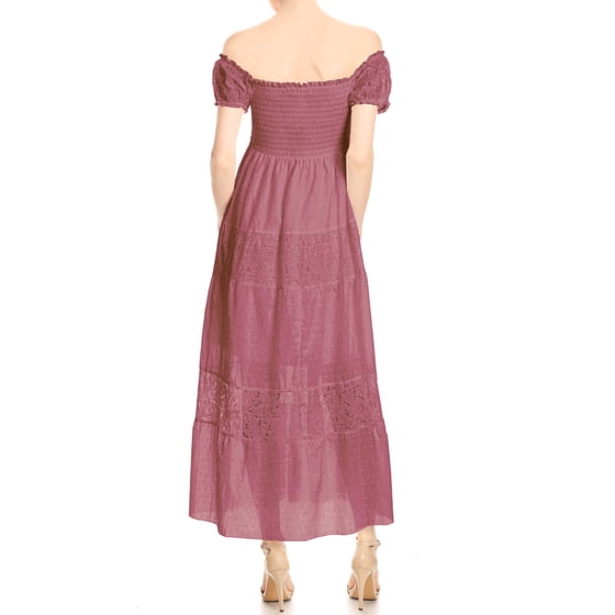 Anna-Kaci Womens Summer Boho Lace Strap Sleeveless Dress Flowy Ruffle Beach Party Maxi Dress