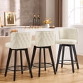 thumbnail image 3 of TEWLOSS Counter Height Bar Stools Set of 3, 27.5in Swivel PU Leather Bar Chairs with Curved Back for Kitchen Island, Beige, 3 of 7