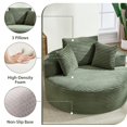 thumbnail image 5 of Aukfa Oversized Round Chaise Longue Chair Indoor, 56-inch Upholstered Corduroy Deep Seat Circle Cloud Sofa Chair, Green, 5 of 8