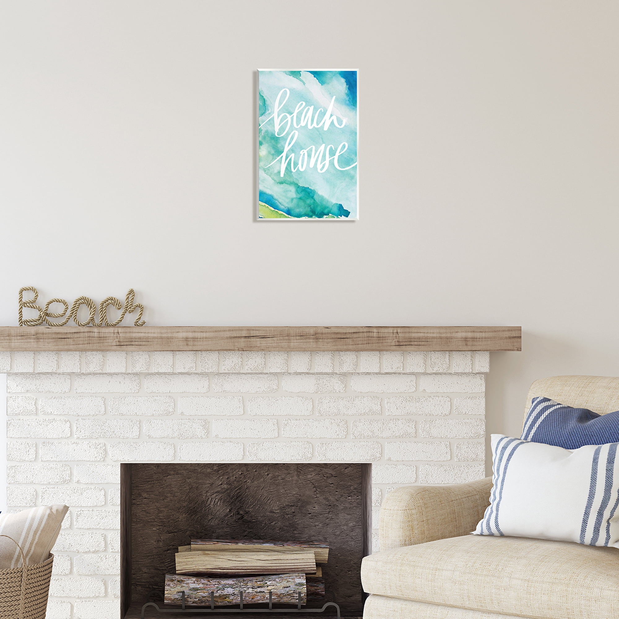 Stupell Industries Beach House Watercolor Phrase Nature Painting Unframed Art Print Wall Art, 10 x 15