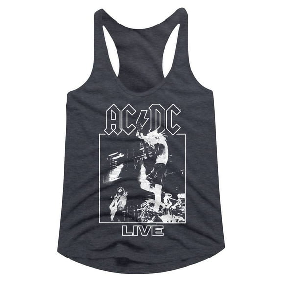AC/DC Live Navy Heather Junior Women's Racerback Tank Top T-Shirt