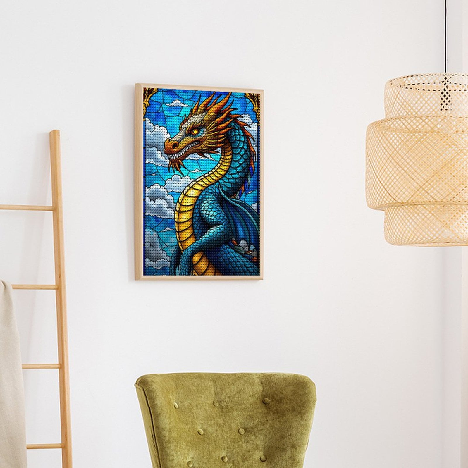 Diamond Art Kits for Adults, Stained Glass Dragon Fantasy Art 5D Diamond Painting Kits for Adults Beginners, DIY Full Drill Diamond Painting, Gem Art and Crafts 12x16