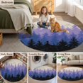 thumbnail image 5 of Fall Forest, Round Area Rug 3.3 FT, Non Slip Small Entryway Kitchen Mat, Autumn Ombre Purple Black Trees Fog Mountain Washable Soft Circular Rug Non-Shedding Door Mat for Bathroom Playroom Kids Room, 5 of 9
