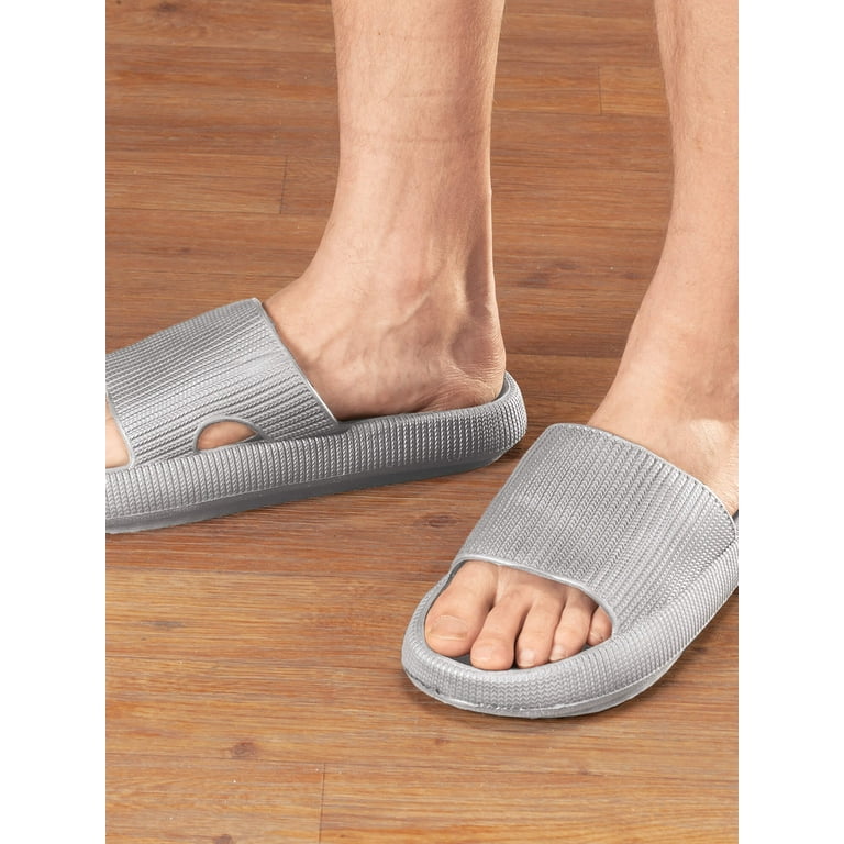 Cushiony Pillow Slippers Mens Gray X Large