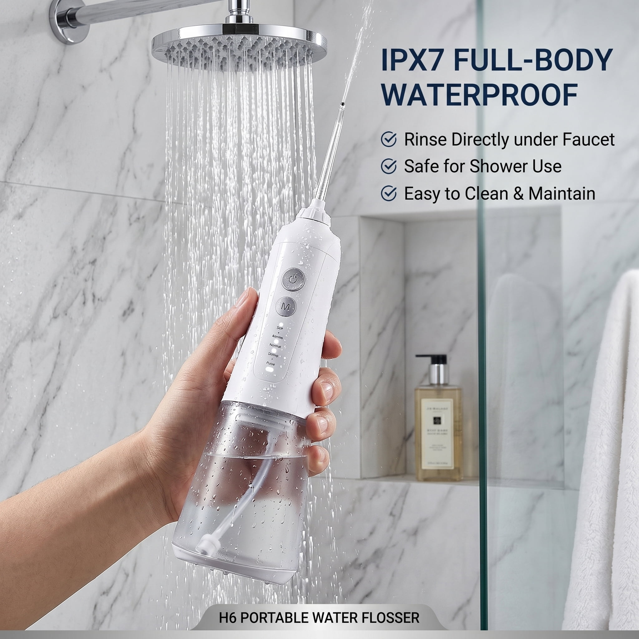 Portable Cordless Water Flosser, 5 Modes, 300ml Water Tank, 35-Day Battery Life, IPX7 Waterproof, Oral Irrigator for Braces and Sensitive Gums