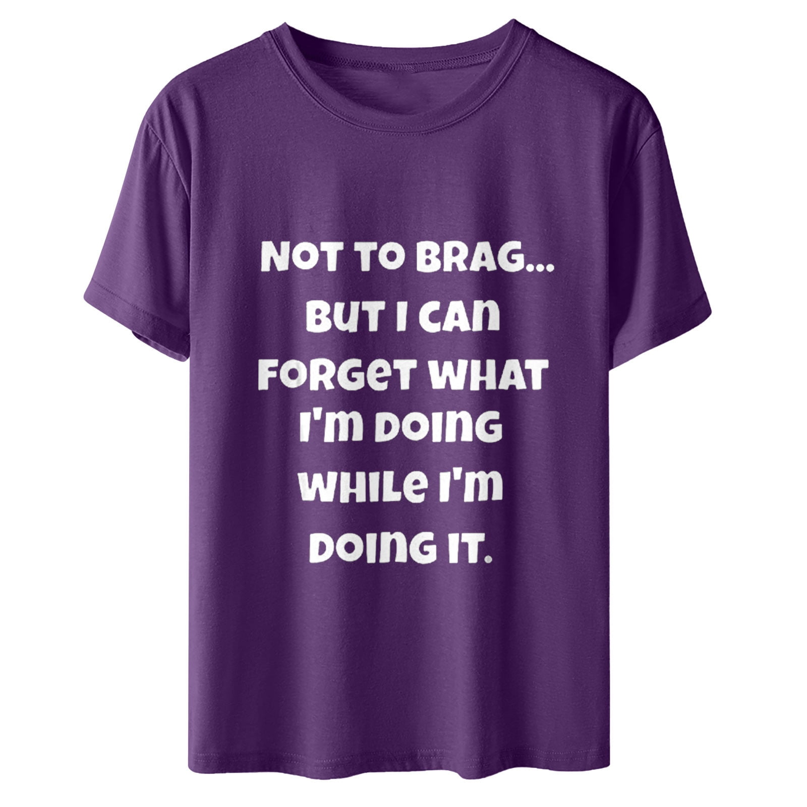 tklpehg Womens T Shirts Short Sleeve Loose Comfy Tunic Lightweight Crewneck Tops Trendy Leisure Summer Funny Letter Print Graphic Tee Shirt Purple L