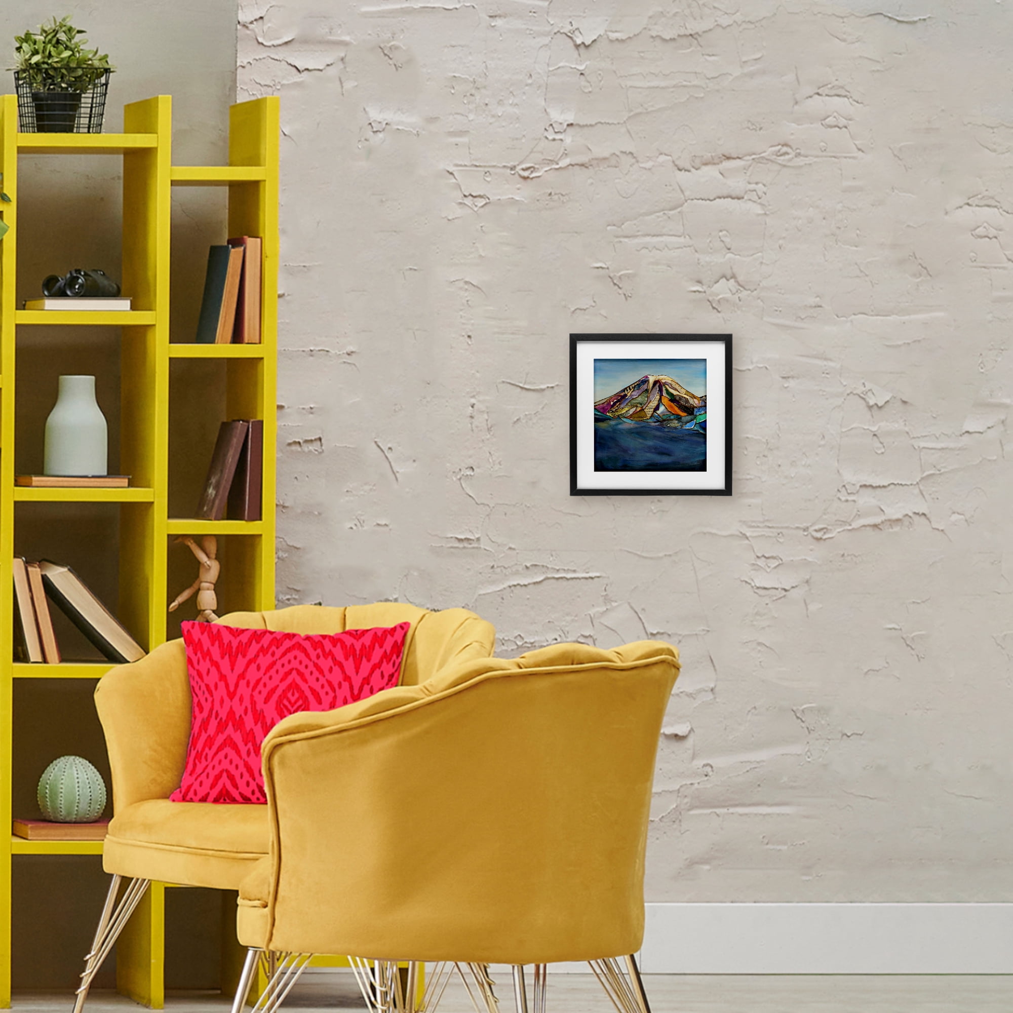 Stupell Industries Collaged Layers Mountain Black Framed Print Under Glass, design by Van Horne-Borcherding