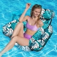 thumbnail image 3 of Premium Inflatable Pool Lounge Chair with Headrest – Heavy Duty Floating Raft for Adults – Comfortable Blow Up Chair for Pool, Beach or Lake – Blue Tropical Design (30"x16"x24") – Supports 300lbs, 3 of 7