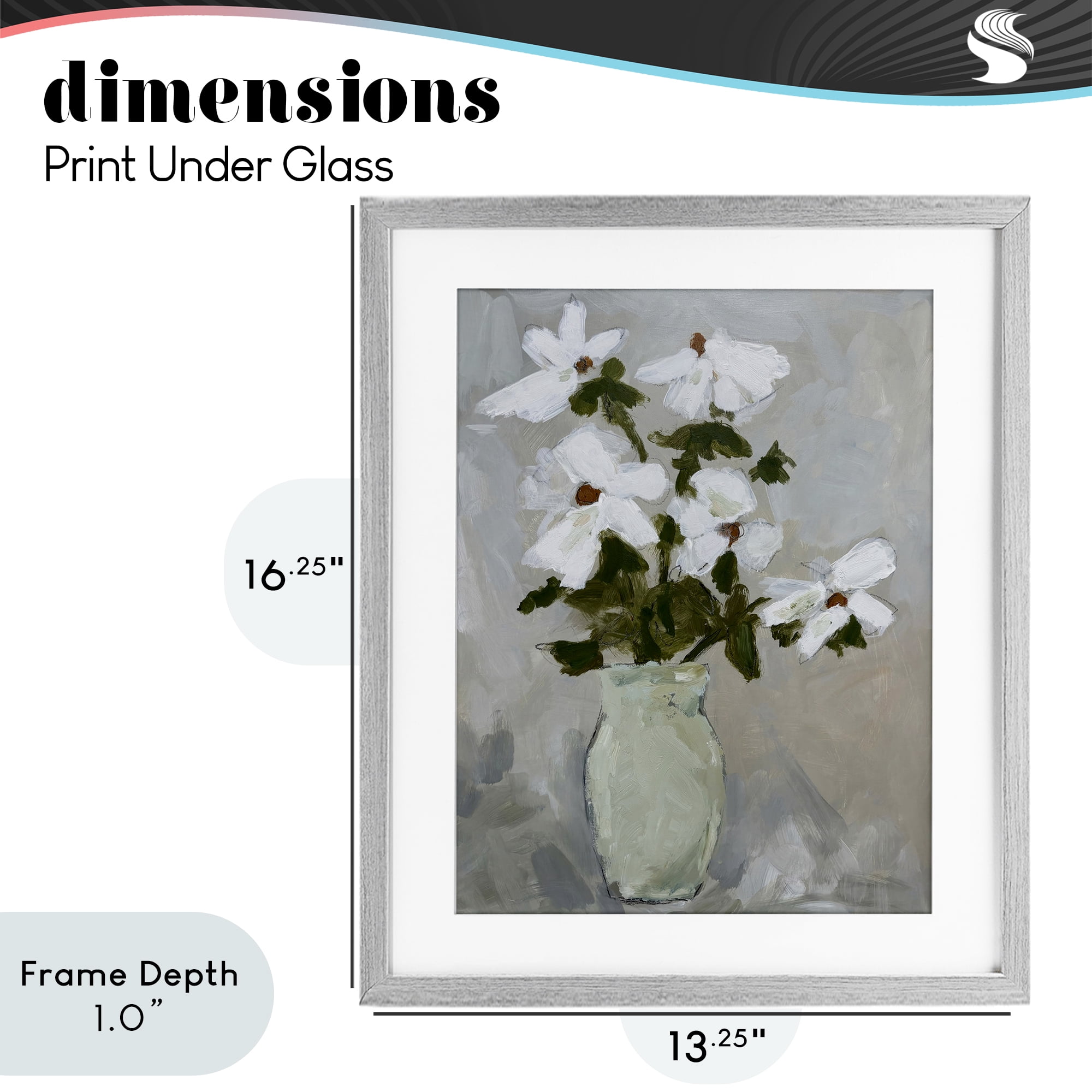 Stupell Industries Cosmos Flowers Serene Rustic Vase Gray Framed Print Under Glass, design by Chloe Elliot