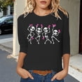 thumbnail image 2 of Trendfront Womens Skeleton Ribbon Graphic T Shirts Crewneck 3/4 Sleeve Awareness Print Casual Support Tee Tops, 2 of 4