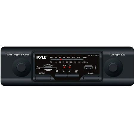 Pyle - PLR14MPF - In-Dash AM/FM-MPX MP3 Shaft Style Dual Knob Radio w/USB/SD Card