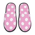 thumbnail image 1 of Fotbe Pink And White Polka Dot Pantuflas Peludas para Mujer con Estampado, Zapatillas de Peluche, Zapatos de Invierno para Casa, Uso Interior y Exterior-Large, 1 of 8