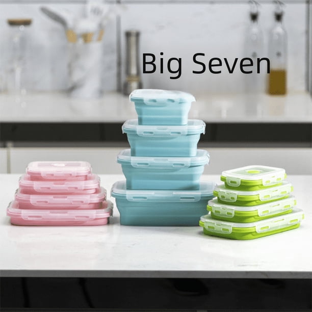 Fiambrera plegable portátil de silicona creativa, caja para mantener la comida fresca en el refrigerador, lonchera para estudiantes, lonchera para horno microondas, lonchera, juego de 4 piezas
